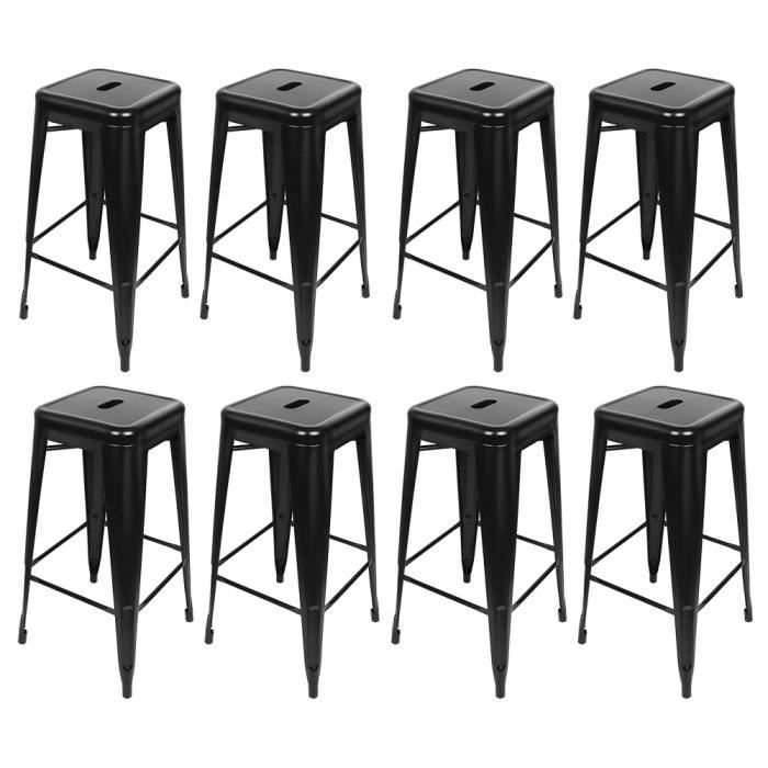 8 Tabouret De Bar Design Industriel Tabouret Haut Bistrot Bois Et Metal Vintage Hauteur De 76cm Noir Cdiscount Maison