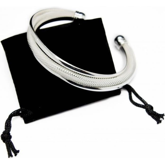 Bracelet jonc trois bandes argent femme