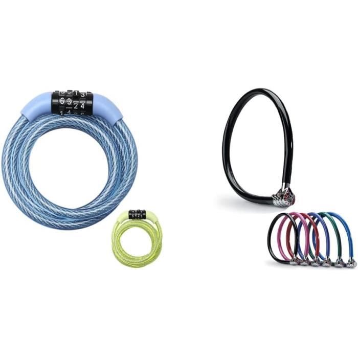 Cable Antivol Vélo [1,2 m Câble] [Combinaison] [Extérieur