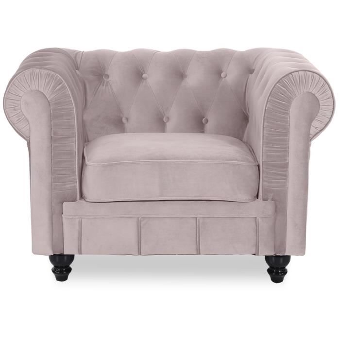 fauteuil chesterfield velours altesse taupe - classique - altesse - 1 place - tissu - velours (polyester)
