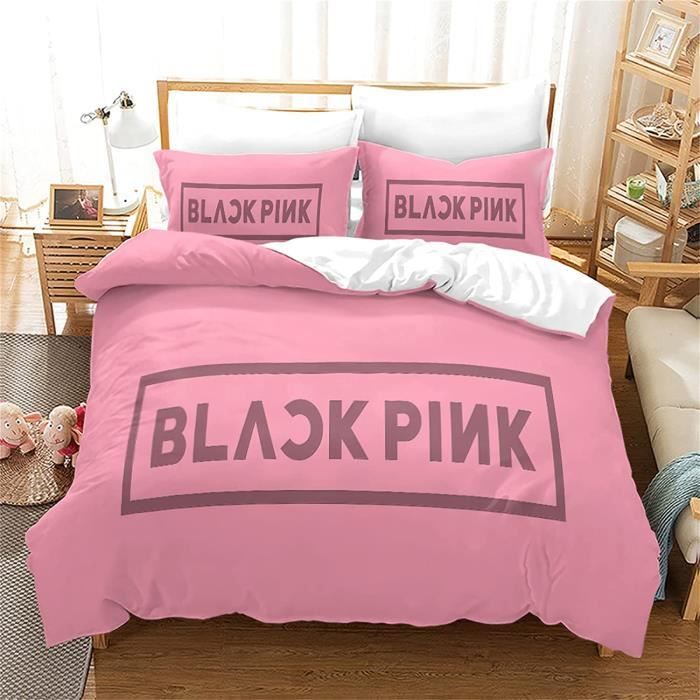 Blackpink Parure de lit pour fille et taie d'oreiller 140x200cm[86] - Maison