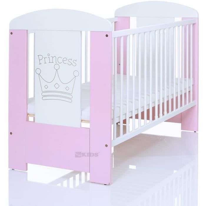 Lits Superposes Lit Bebe 1x60 Avec Matelas 3 Niveaux Du Sommier 3 Barreaux Amoviable Rose Blanc12 Cdiscount Maison
