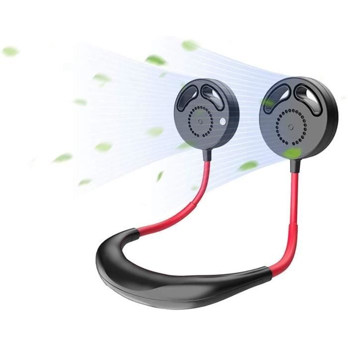 Ventilateur Portable - GHONLZIN - Cou Sans Feuill - Noir - 3 Niveaux de Vitesse
