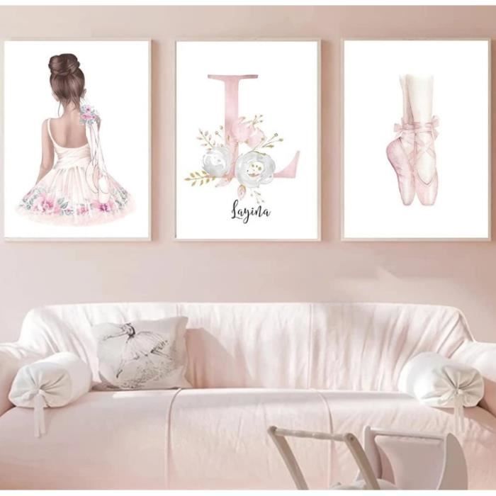 Lot De 3 Affiches Chambre Bébé – 30x40 Cm, Thème Lapin Et Fleurs, Personnalisables Avec Prénom, Toile Imprimée, Sans Cadre - 8