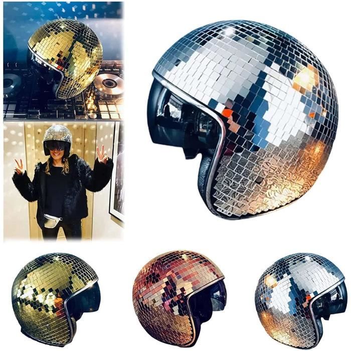 Casque de Boule Disco avec VisièRe RéTractable, Meilleur Casque de Boule à  Paillettes avec Miroir Disco Classique Ultime (Doré) - Cdiscount Auto