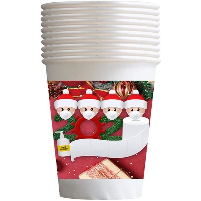 Lot de 20 gobelets jetables en papier pour fête de Noël pour adultes et enfants