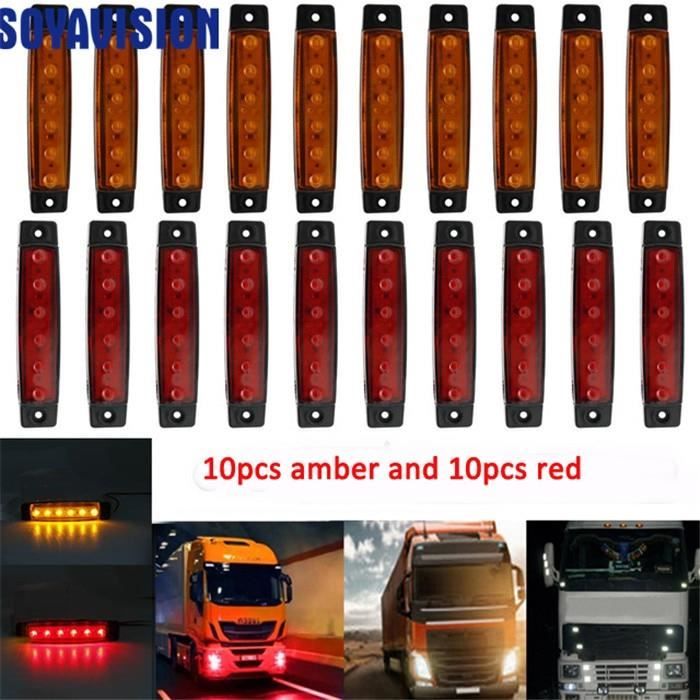 4 Pièces 12V Blanc Rouge LED Arrière Feux De Position Camion Remorque Bus SUV Caravane Bus Camionnette - Auto