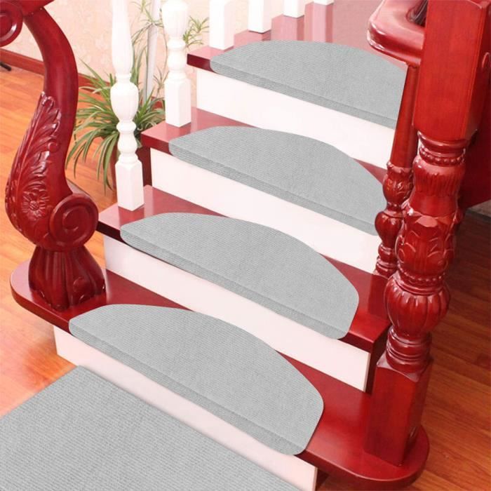 15 PCS TAPIS D'ESCALIER AUTO-ADHÉSIF HAUTE QUALITÉ SÉCURITÉ 65 x 21 x 4 CM, GRIS