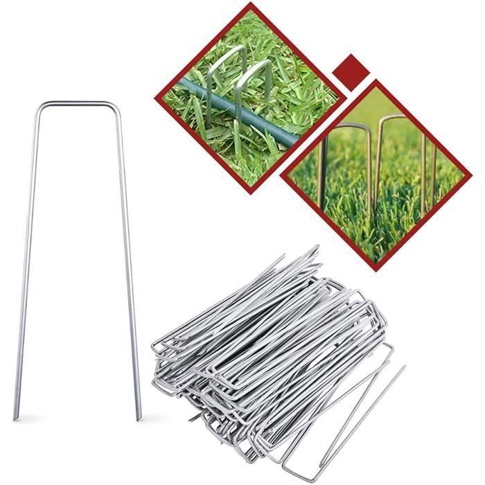 Lot De 20 Piquets De Jardin En U - 15,2 Cm, Acier Galvanisé, Pour Membrane, Gazon, Tente, Trampoline