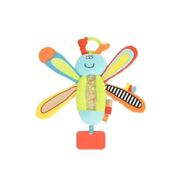 Hochet Dentition Bébé 0-12 Mois - Jouet Sensoriel Montessori Avec Anneaux à Mâcher - Bleu
