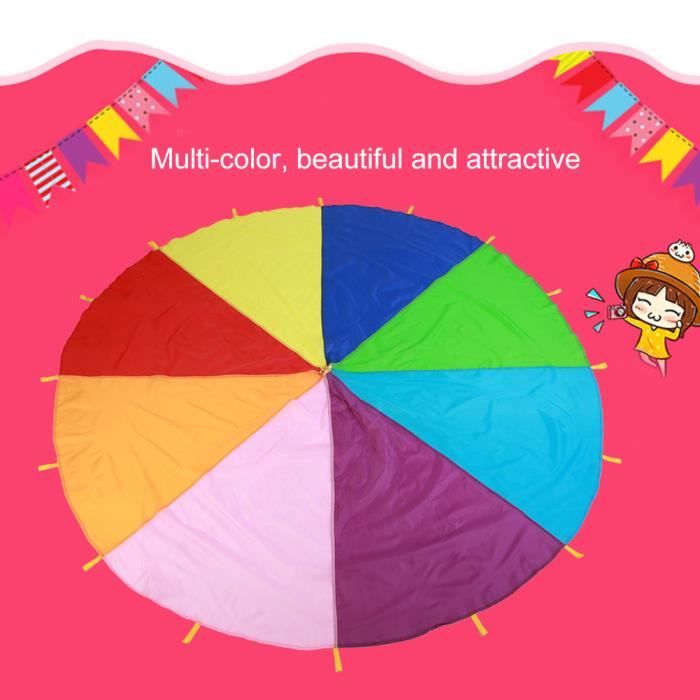 Coloré 12ft jeu d'équipe polyester jouer parachute jouet enfants en plein air équipe travail jeux arc-en-ciel jouer Parachute pour les enfants