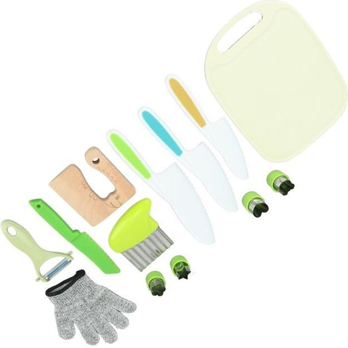 Fdit kit de couteaux à fruits de cuisine pour enfants Couteaux pour enfants pour la vraie cuisine éplucheur planches à découper