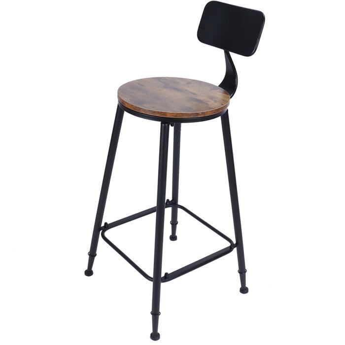 fdit meubles de bar 1 paire tabouret de bar avec dossier chaise industrielle en fer forgé pour maison pub restaurant café