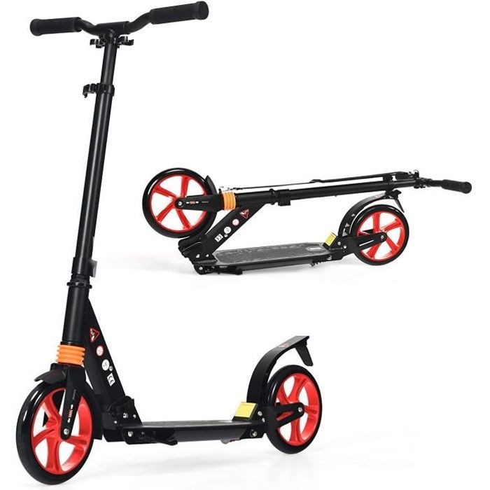Trottinette Adulte ISE Pliable - Roues 200mm Suspension Double - Frein à Disque - Guidon Réglable