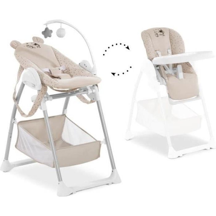 Chaise Haute Hauck Sit N Relax - Évolutive Avec Transat Et Arche De Jeux - Réglable En Hauteur - Pliable