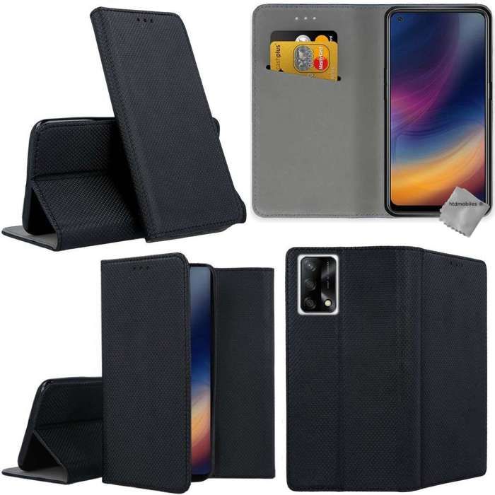 Coque Portefeuille + Verre Trempé Pour Oppo A38 A40 A57s A58 A78 A79 – Noir – Anti-choc – Neuf En Emballage