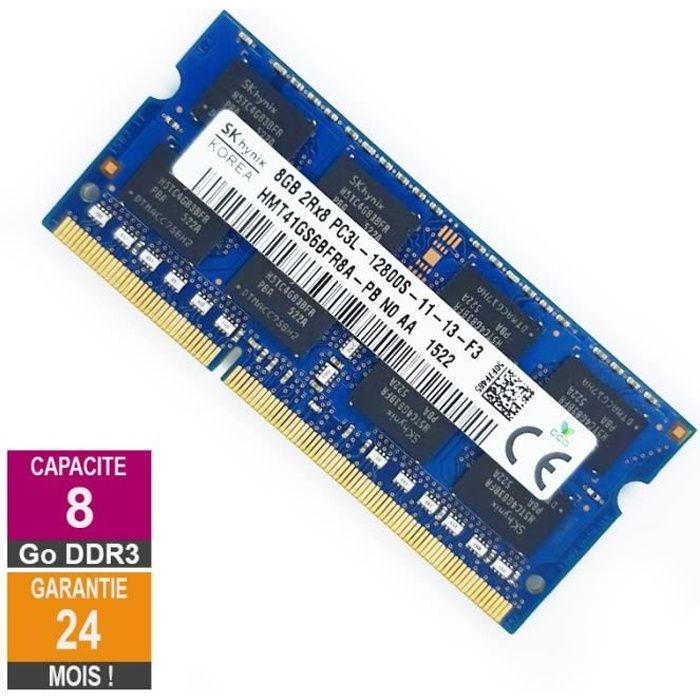 Achat Memoire PC Barrette Mémoire 8Go RAM DDR3 Hynix HMT41GS6BFR8A-PB SO-DIMM PC3L-12800U 2Rx8 pas cher