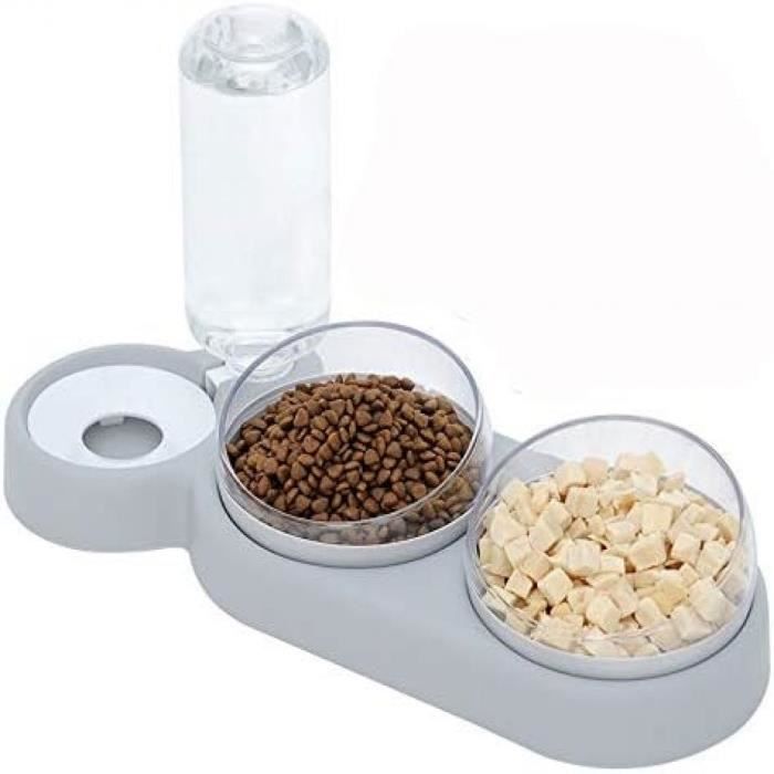 Meilleurs prix pour Gamelle Surélevée pour Chat - JORMFTTE - Double Bol Incliné Anti-Vomissement - Gris - 550ML