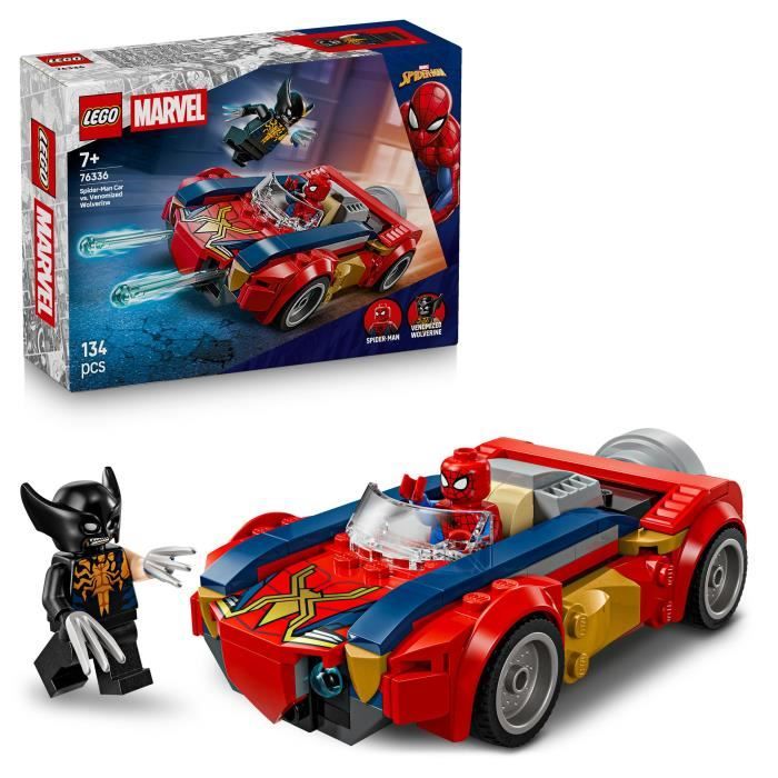 LEGO ǀ Marvel 76336 Spider-Man et sa Voiture contre Wolverine Vénomisé - Jouet dès 7 ans