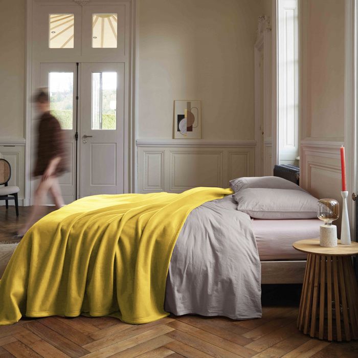 Vessia Couverture Polaire En Flanelle, 300 G/m², Confortable, Vert Sauge, Rayures Pour Canapé