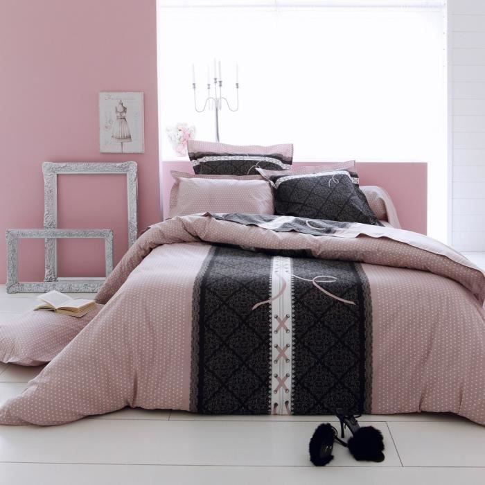 Parure De Lit Rose Poudré Et Gris Parure De Lit 200x200 Cm 100 Coton Glamour Rose 3 Pieces Achat Vente Parure De Drap Cdiscount