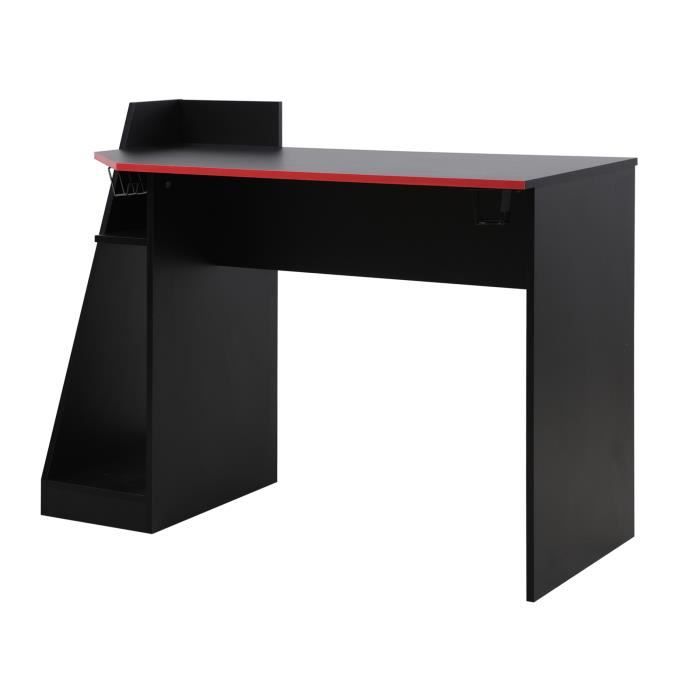 Table gaming - MOBILI REBECCA - Noir Rouge - Bureau de jeu - Moderne - Avec compartiment de rangement