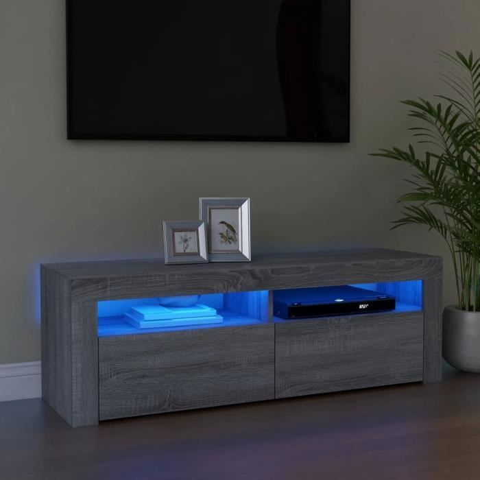 Meuble TV - Omabeta - Classic - Bois massif - 120 x 35 x 40 cm - LED RVB