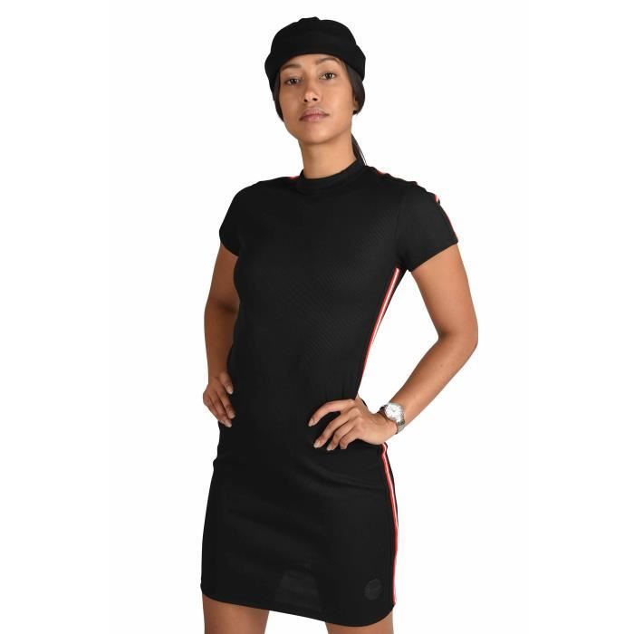 PROJECT X PARIS Robe moulante lisere sur les manches et les cotes Noir rouge Femme Noir Cdiscount Pret a Porter