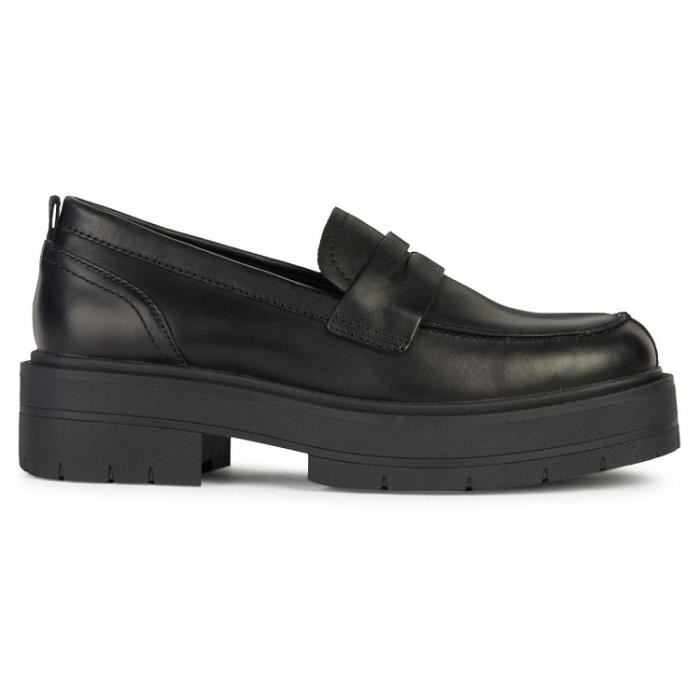 Mocassins Femme GEOX D SPHERICA EC7 Cuir Noir Talon Plat 2.5cm Bout Rond Noir Cdiscount Chaussures