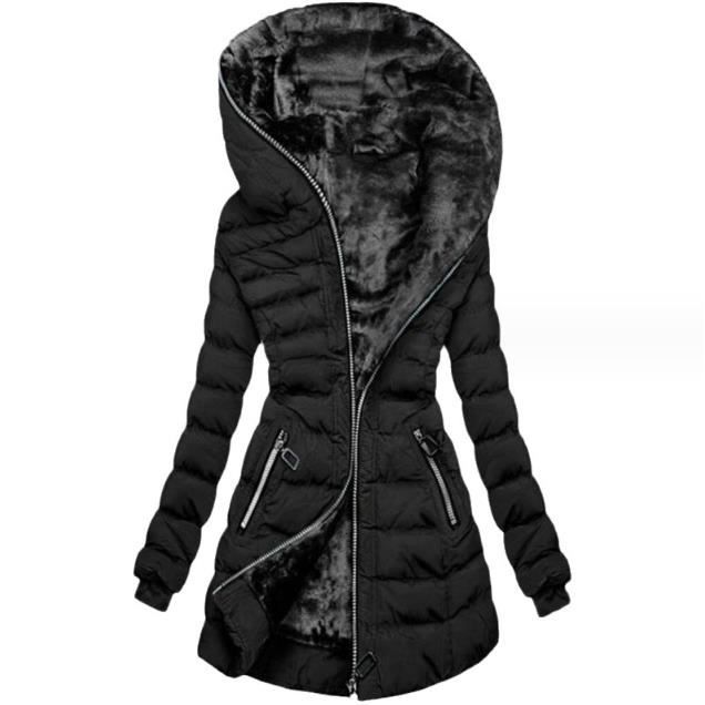 Manteau D hiver Pour Femme Noir Veste Matelassee Chaude En Fourrure Peluche Mi saison Noir Cdiscount Pret a Porter