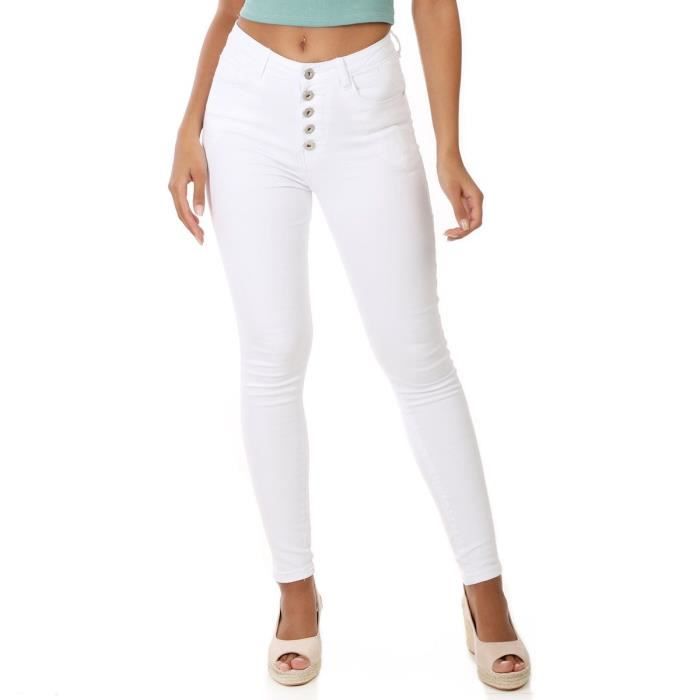 Jeans skinny blanc taille haute