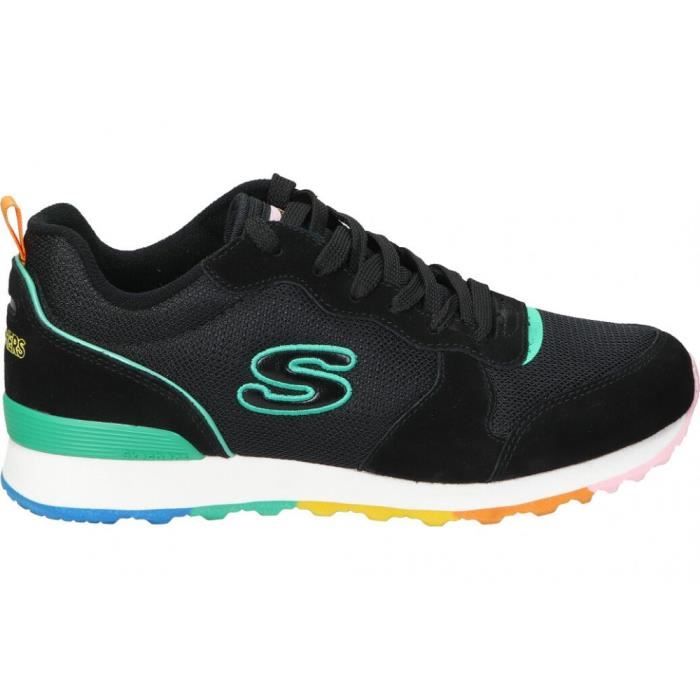 Skechers Baskets SKECHERS 155353-BKMT pour femme - Noir - Lacets - Textile - Plat