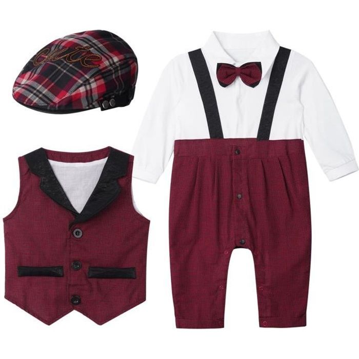 Inlzdz Bebe Garcon Ensemble Costume Mariage Bapteme Noel Anniversaire Tenue Gentleman 0 18 Mois Bordeaux Bordeaux Cdiscount Pret A Porter