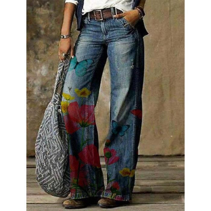 Pantalon Jogging Femme Imitation Denim pour femmes elegant imprime Cdiscount Sport