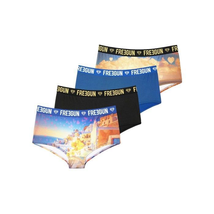 Shorty fille FREEGUN Lot de 4 Confort Respirant noir beige bleu