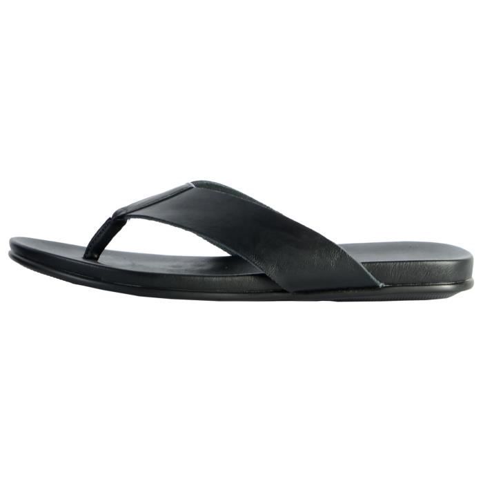 sandales homme - enzo marconi - cuir noir - confort exceptionnel