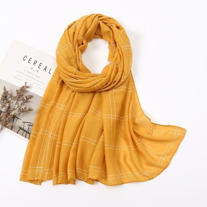 Écharpe Foulard Femme Hiver 180x120 Cm – Coton Lin Doux Et Chaud – Grande Cape Multipositions Automne/Hiver