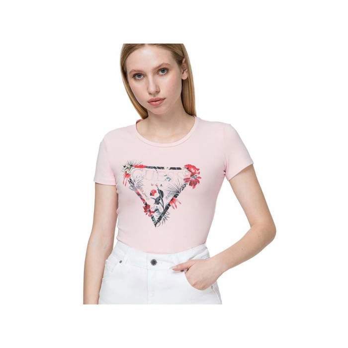 T shirt Guess Femme Regular Fit Rose Coton Authentique Vetement Guess Femme Rose Cdiscount Pret a Porter