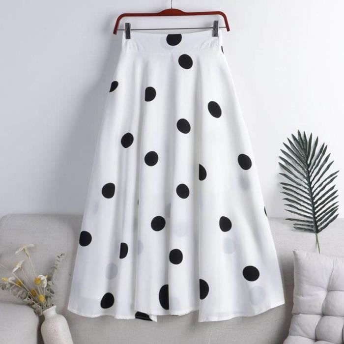 Jupe En Mousseline De Soie Pour Femme Jupes Midi A Pois Imprimes Blancs Jupe Trapeze Dete Taille Haute White M White Cdiscount Pret a Porter