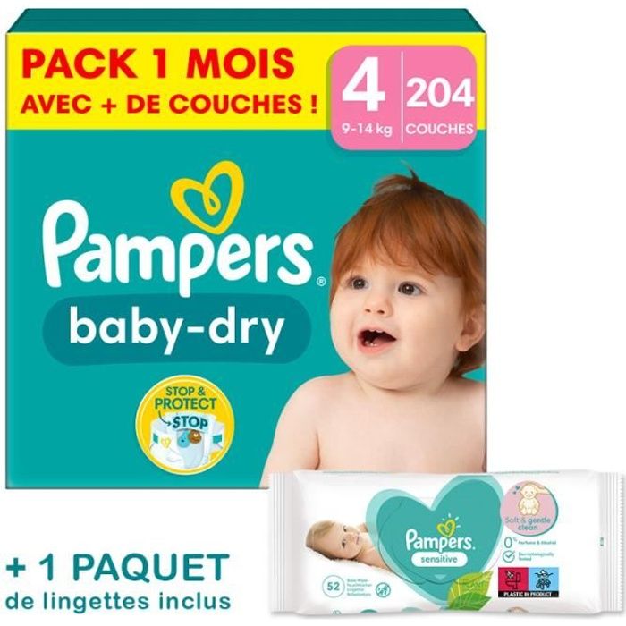 Couches Bébé Baby-Dry Taille 4 9Kg-14Kg PAMPERS