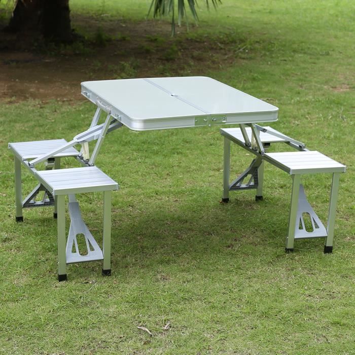 Table De Camping Pique Nique Pliante Aluminium 4 Places En Valise
