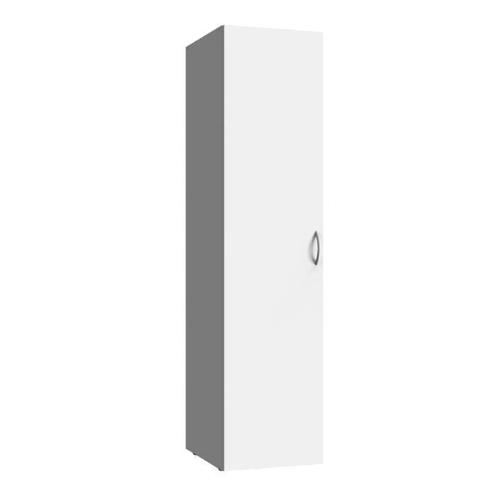 Armoire de rangement en bois mélamine coloris blanc longueur 45 x hauteur 185 x profondeur 54