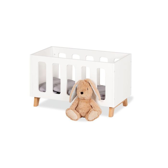 Lit de poupée - PINOLINO - 253421 - Bois laqué blanc/transparent - Literie 3 pièces grise incluse - Certifié FSC Lit de poupée - PINOLINO - 253421 - Bois laqué blanc/transparent - Literie 3 pièces grise incluse - Certifié FSC