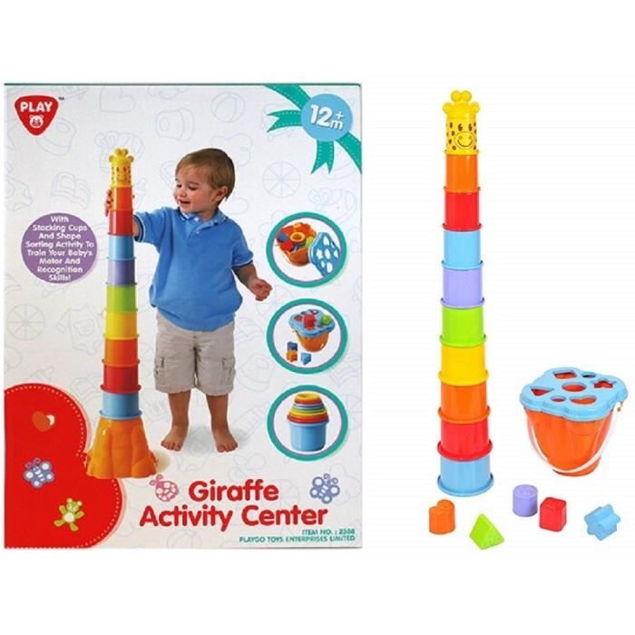 Jouet D Eveil Bebe Tour Giraffe A Empiler Cdiscount Jeux Jouets