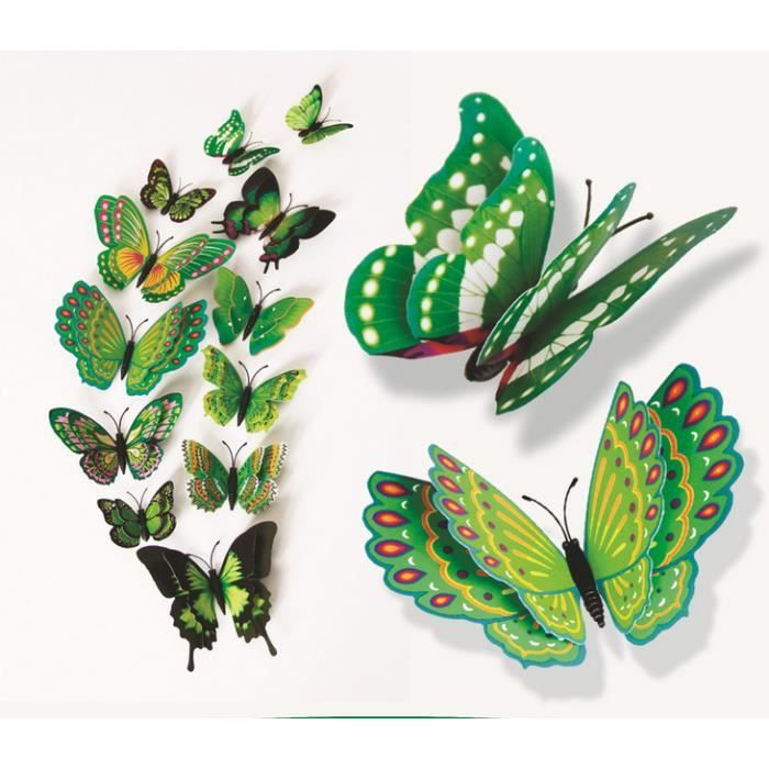 Déco Papillons 3D Magnétiques Lot De 12 - Autocollants Muraux Colorés Pour Chambre Et Salon