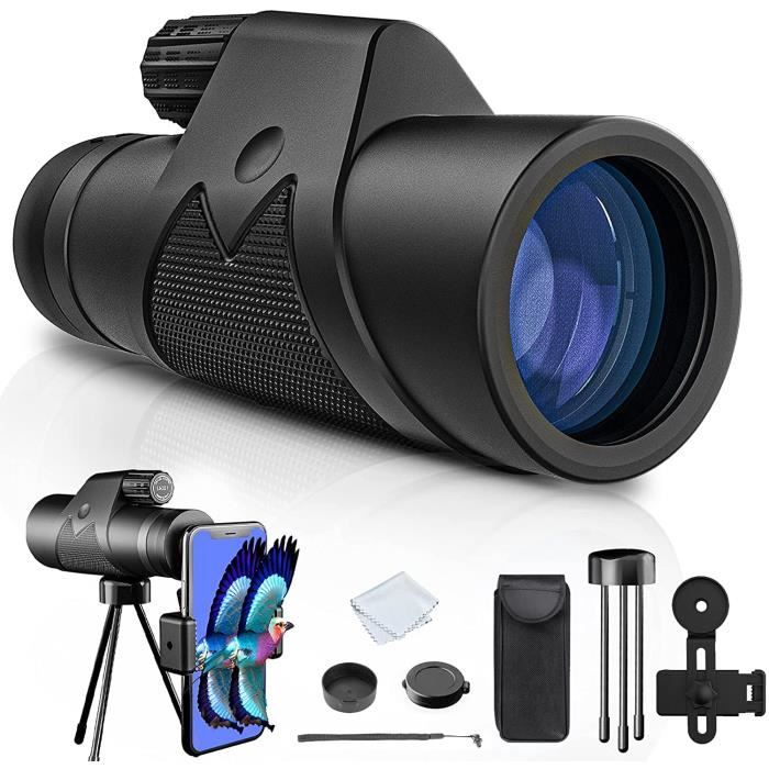 Télescope monoculaire 80x100, Monoculaire haute puissance avec adaptateur pour smartphone et