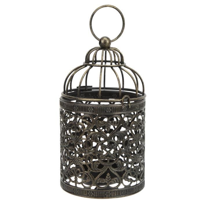 Lanterne Vintage En Fer Et Verre - Bougeoir Intérieur Extérieur 26x11 Cm Style Ancien