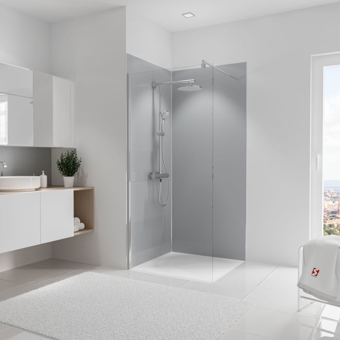 couleur gris argenté 90x210 cm Schulte D1900911-2-F 679 Lot de 2 panneaux muraux pour salle de bains DécoDesign COULEUR revêtement décoratif douche 3 profilés