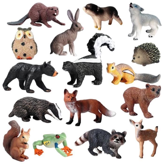 Figurines d'animaux de la forêt ensemble de modèles animaux éducation  Miniature Playset jouets miniatures de la faune pour les - Cdiscount