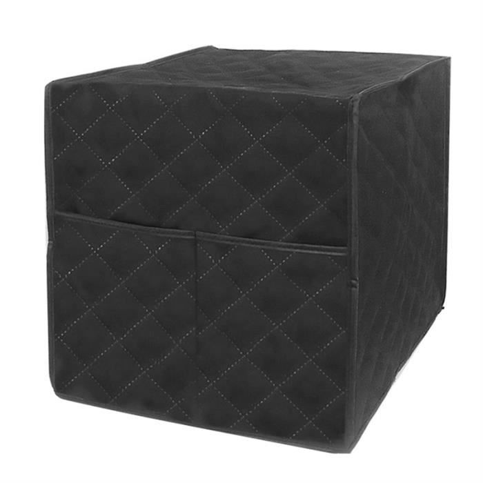 Housse Protection Machine à Café - Coton Noir Imperméable - 34x31x36cm - 2 Poches - Lavable Machine